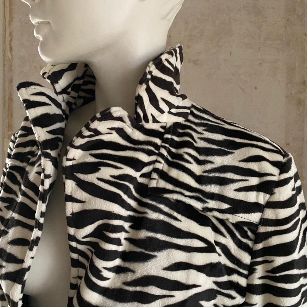 Vintage Zebra Animal Print Coat Jacket 1980s - Picture 3 of 8